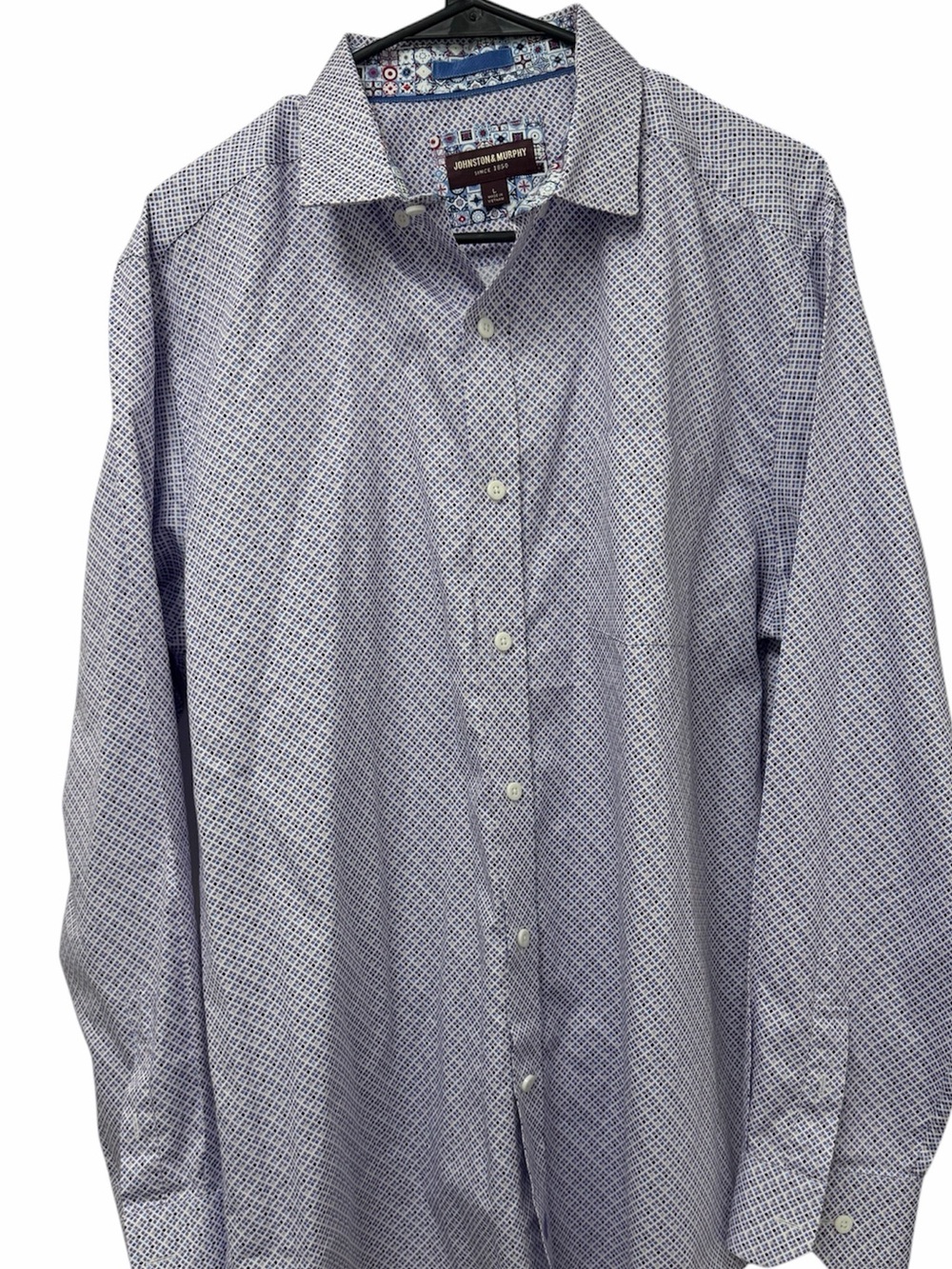 Johnston & Murphy Logan Purple Pinwheel Print Button Down Shirt L Cotton